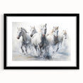 Framed wall art showcasing a stunning horse design, featuring a sleek black frame and mat, perfect for enhancing home decor with a touch of wildlife elegance.