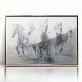 Framed wall art featuring a striking horse design in a gold-acrylic finish, showcasing intricate details and vibrant colors, perfect for equine enthusiasts and home decor.