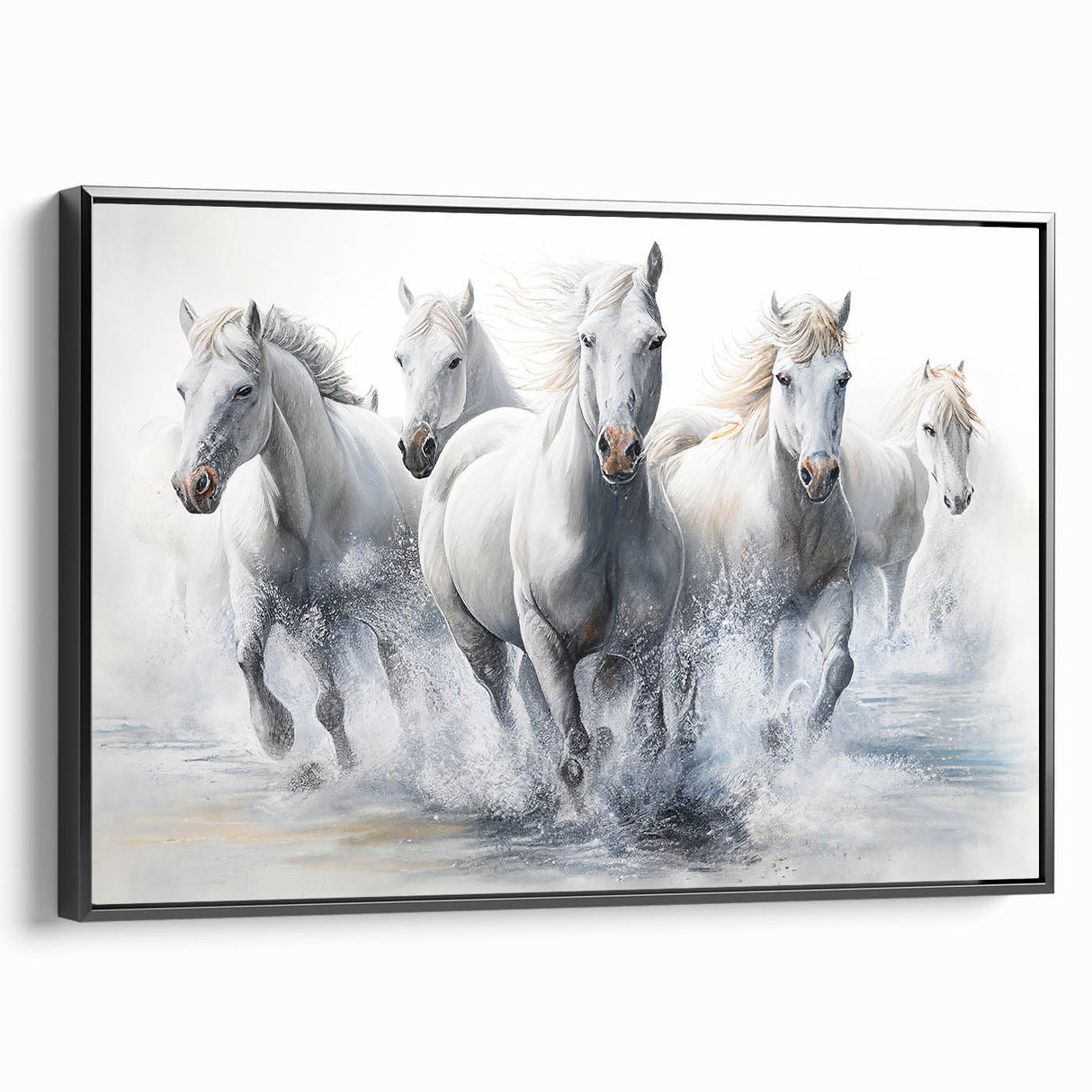 Black-framed wall art showcasing a side view of a majestic horse, designed for wildlife enthusiasts. The detailed canvas captures the beauty and grace of the animal, perfect for home decor or office spaces.