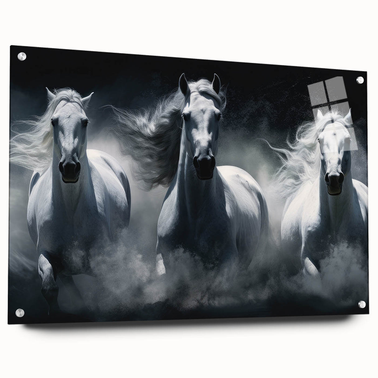 Acrylic wall art featuring a side view of a majestic horse design, showcasing intricate details and vibrant colors, ideal for animal lovers and home decor enthusiasts.