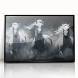 Framed wall art showcasing a sleek black acrylic design featuring a majestic horse, perfect for animal lovers and modern decor enthusiasts. Ideal for enhancing living spaces with a touch of elegance and nature-inspired aesthetics.