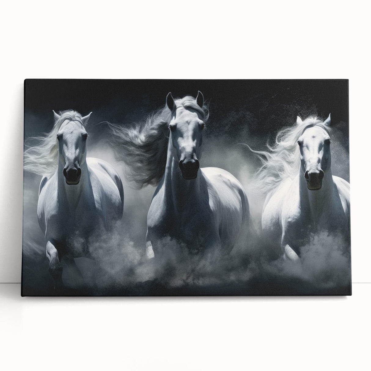 Stretched canvas wall art showcasing a serene horse design against a soft, neutral background, perfect for enhancing home decor with an equestrian theme.