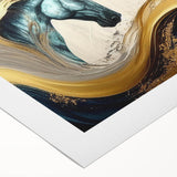 Stylish rolled canvas wall art featuring a vibrant horse design, showcasing intricate details and colors, perfect for enhancing home decor with a wild theme.