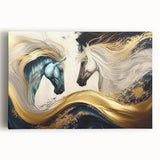 Stretched canvas wall art showcasing a vibrant horse design in a wild landscape, emphasizing rich colors and intricate details, ideal for animal lovers and home decor.