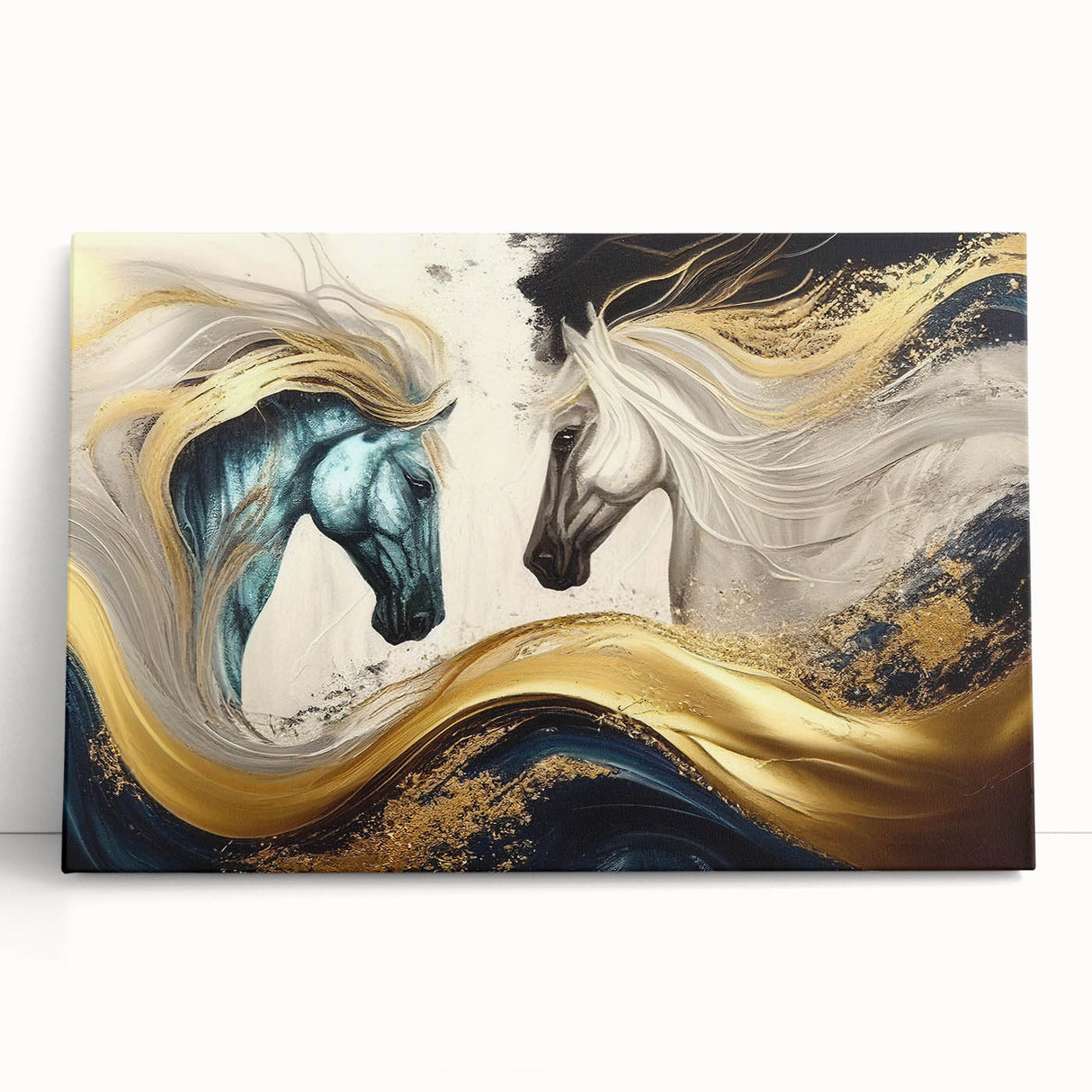 Stretched canvas wall art showcasing a beautiful horse design, featuring vibrant colors and intricate details, perfect for animal lovers and home decor enthusiasts.