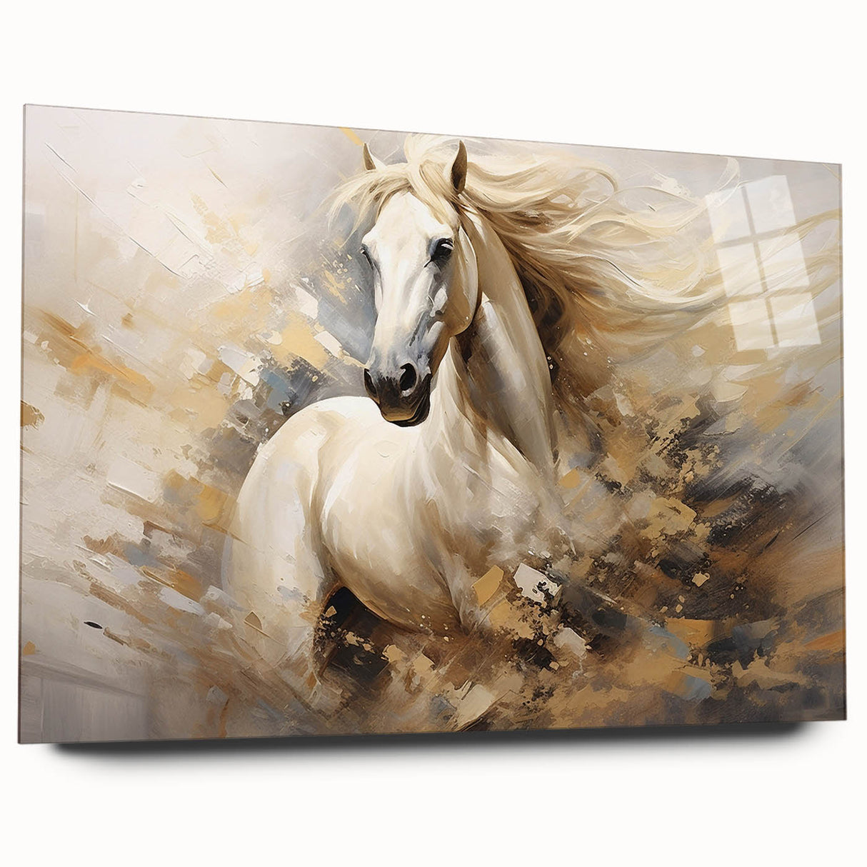 Acrylic wall art showcasing a side view of a majestic horse design, featuring rich colors and intricate details, perfect for animal lovers and home decor enthusiasts.