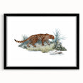 Jaguar wall art design in a sleek black frame with mat, showcasing a striking illustration of a jaguar in a vibrant jungle setting, perfect for wildlife enthusiasts.