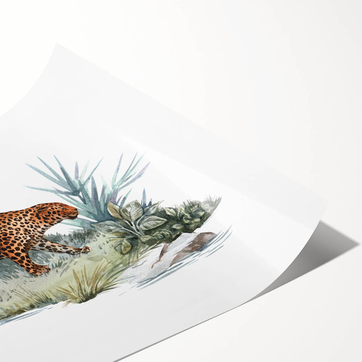Jaguar wall art print featuring a vibrant design with intricate details, showcasing the majestic animal in a lush green jungle setting, perfect for wildlife enthusiasts.