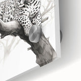 Close-up of an acrylic glass wall art piece featuring a striking jaguar design, showcasing the animal's intricate details and vibrant colors, perfect for wildlife enthusiasts.