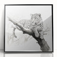 Framed wall art featuring a striking jaguar design in vibrant colors, displayed in a sleek black frame, perfect for wildlife enthusiasts and modern decor.