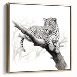 Framed wall art featuring a majestic jaguar in a wild setting, highlighted with gold accents and a sleek side view, perfect for animal lovers and home decor enthusiasts.