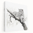 Stretched canvas wall art depicting a striking side view of a jaguar in a vibrant jungle setting, showcasing intricate details and rich colors, perfect for wildlife enthusiasts.