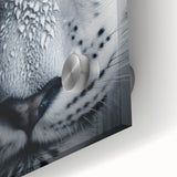 Close-up of a vibrant jaguar wall art design on acrylic glass, showcasing intricate details and rich colors, perfect for wildlife enthusiasts and home decor.