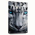 Side view of a jaguar-themed wall art piece featuring a vibrant acrylic design, elegantly displayed with pins, ideal for animal lovers and modern decor enthusiasts.