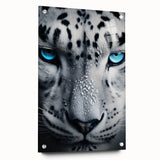Side view of a jaguar-themed wall art piece featuring a vibrant acrylic design, elegantly displayed with pins, ideal for animal lovers and modern decor enthusiasts.
