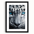 Close-up of a framed jaguar wall art piece showcasing intricate design details, featuring a black mat and sleek frame, perfect for wildlife decor enthusiasts.