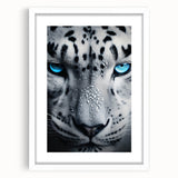 Elegant wall art featuring a striking jaguar design in a stylish frame with a white mat, perfect for enhancing home decor with a touch of wildlife artistry.