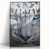 Framed wall art featuring a striking silver-acrylic design of a wild jaguar, showcasing intricate details and vibrant colors, perfect for animal lovers and home decor enthusiasts.