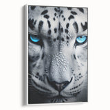 Framed canvas wall art featuring a striking jaguar design in vibrant colors, elegantly displayed against a white background, perfect for wildlife enthusiasts and modern decor.