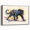 Framed canvas wall art showcasing a striking black jaguar design, highlighting intricate details and textures, ideal for modern home decor.