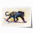Jaguar wall art design featuring a vibrant and detailed illustration of a jaguar in a lush jungle setting, perfect for animal lovers and home decor enthusiasts.