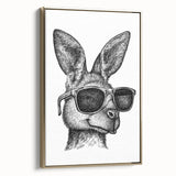 Framed wall art featuring a gold-accented kangaroo design, showcasing intricate details and vibrant colors, perfect for animal lovers and modern decor.