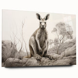 Acrylic wall art showcasing a vibrant kangaroo design from the 'Animals A Wild Life' collection, featuring a side view against a clean background, ideal for animal lovers.