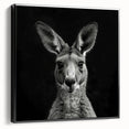 Framed canvas wall art showcasing a side view of a kangaroo design from the "Animals - A Wild Life" collection, featuring a sleek black frame and vibrant colors, perfect for nature-inspired decor.