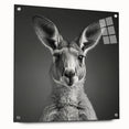 Side view of a vibrant acrylic glass wall art piece featuring a kangaroo design from the "A Wild Life" collection, showcasing intricate details and vibrant colors, perfect for animal lovers.