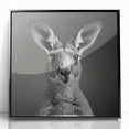 Framed wall art featuring a vibrant kangaroo design, showcasing bold colors and intricate details, set in a sleek black frame, ideal for animal lovers and modern decor.