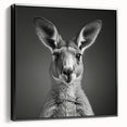 Framed canvas wall art showcasing a side view of a kangaroo design, featuring vibrant colors and intricate details, perfect for wildlife enthusiasts' decor.