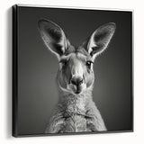 Framed canvas wall art showcasing a side view of a kangaroo design, featuring vibrant colors and intricate details, perfect for wildlife enthusiasts' decor.