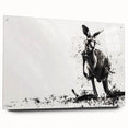 Acrylic glass wall art collection featuring a kangaroo design, showcased in a side view with pins. The vibrant colors and intricate details highlight the wildlife theme, perfect for animal lovers and home decor enthusiasts.