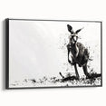 Framed canvas wall art depicting a side view of a kangaroo in a wild habitat, featuring vibrant colors and detailed textures, perfect for animal lovers.