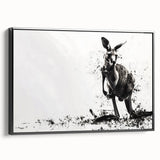 Framed canvas wall art depicting a side view of a kangaroo in a wild habitat, featuring vibrant colors and detailed textures, perfect for animal lovers.