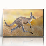Framed acrylic wall art featuring a striking kangaroo design, showcasing vibrant colors and intricate details, ideal for wildlife enthusiasts and modern decor.