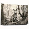 Side view of a kangaroo-themed wall art collection displayed in acrylic glass, featuring vibrant colors and unique design elements, perfect for animal lovers' decor.