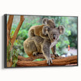 Framed wall art featuring a side view of a koala design on canvas, showcasing intricate details and vibrant colors, perfect for wildlife enthusiasts and home decor.