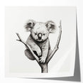 Koala wall art print showcasing a vibrant design with lush eucalyptus leaves, perfect for animal lovers and nature enthusiasts, enhancing any room's decor.