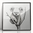 Framed acrylic wall art featuring a koala design, set against a black background, showcasing vibrant colors and intricate details, perfect for wildlife enthusiasts.
