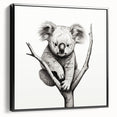 Framed canvas wall art featuring a koala design, showcasing vibrant colors and intricate details. The artwork is displayed with a sleek black frame, enhancing its aesthetic appeal. Perfect for animal lovers, it adds a touch of wildlife charm to any decor.