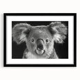 Black-framed wall art featuring a koala design from the 'Animals A Wild Life' collection, showcasing vibrant colors and intricate details, perfect for nature lovers.