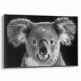 Framed wall art collection featuring a koala design on a black canvas, showcasing vibrant colors and intricate details, ideal for animal lovers and home decor enthusiasts.