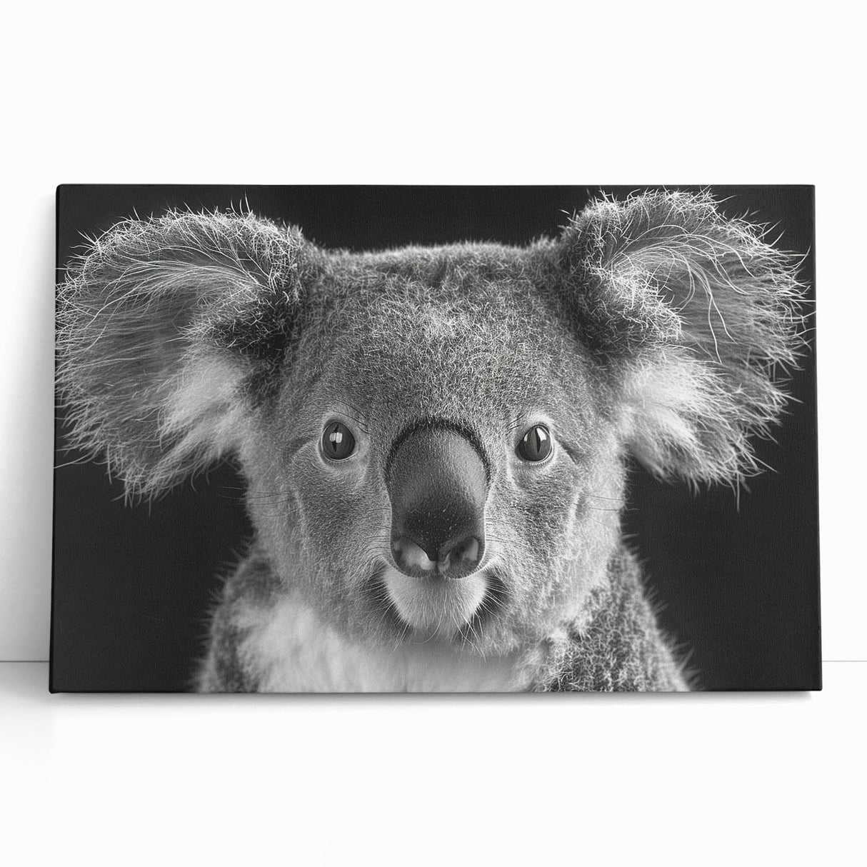 Koala wall art collection on stretched canvas, showcasing a vibrant design of a koala in a natural Australian habitat, perfect for animal lovers and home decor.