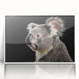 Framed wall art featuring a koala design in a serene forest setting, showcasing vibrant colors and detailed textures, perfect for animal lovers and home decor enthusiasts.