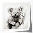 Koala wall art design in vibrant colors showcased on a glossy print, ideal for animal lovers and home decor enthusiasts, enhancing any living space.