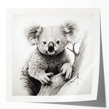 Koala wall art design in vibrant colors showcased on a glossy print, ideal for animal lovers and home decor enthusiasts, enhancing any living space.