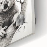 Close-up of a vibrant acrylic wall art piece showcasing a koala in its natural habitat, featuring rich colors and intricate details, ideal for wildlife enthusiasts.