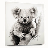 Acrylic glass wall art collection featuring a side view of a whimsical koala design, showcasing vibrant colors and intricate details, perfect for animal lovers.