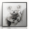 Framed wall art featuring a vibrant koala design, showcasing a black acrylic frame and a colorful depiction of Australian wildlife, perfect for nature enthusiasts.